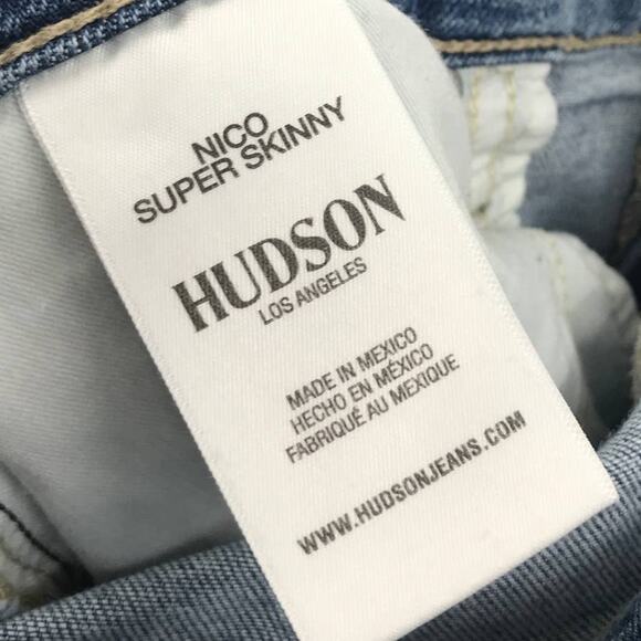 Hudson Nico Distressed Knee Blue Super Skinny Jeans - Picture 10 of 11